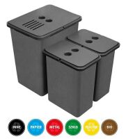 Zestaw koszy MERIL szary Z NAKLEJKAMI I FILTREM 20L+2x8L