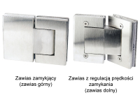 Zestaw zawiasów hydraul. szkło/szkło KLAP 65KG blokada dociągu