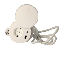 Gniazdo zasilające z ładowarką 2xUSB biały