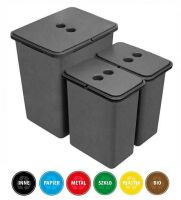 Zestaw koszy MERIL szary Z NAKLEJKAMI 20L+2x8L