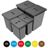 Zestaw koszy MERIL szary Z NAKLEJKAMI 2x20L+16L+2x8L