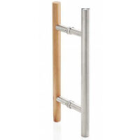 Pochwyt do drzwi sauny DRAVA fi32x450mm dwustronny SS304 drewno bukowe