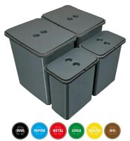 Zestaw koszy MERIL szary Z NAKLEJKAMI 2x20L+2x8L